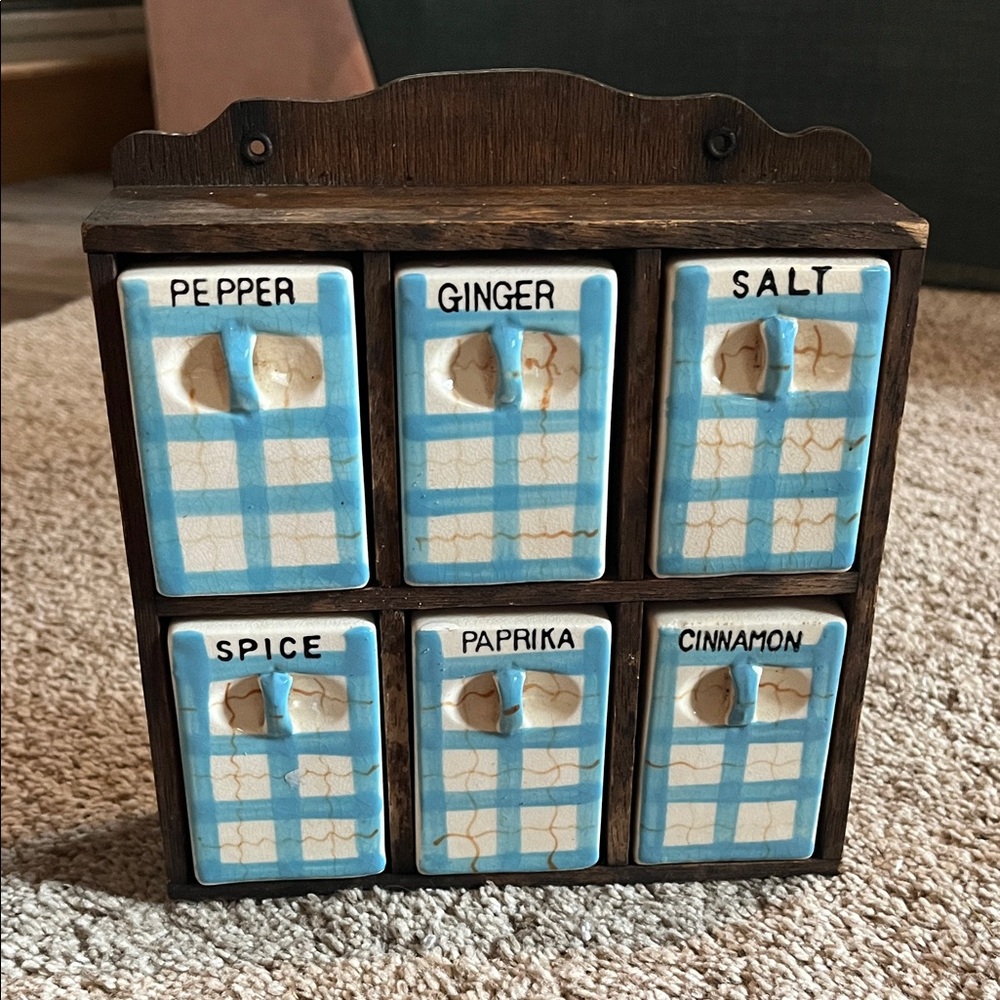 Vintage Blue and White Spice Rack